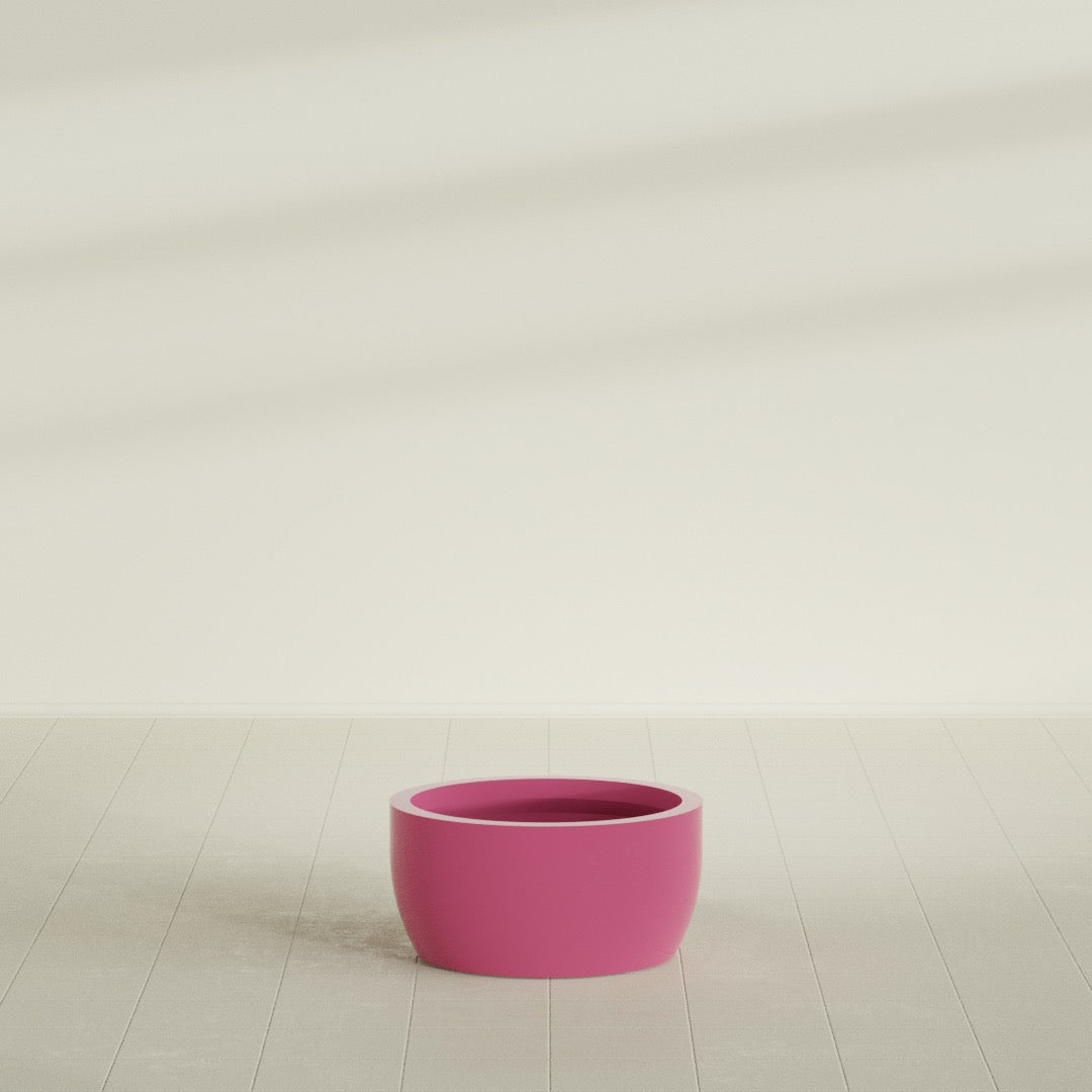 Casablanca Medium Round Low Bowl Fiberglass Planter - 24 in x 24 in x 12 in - Gloss Pink Violet - Gloss Pink Violet,24 in x 24 in x 12 in