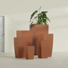Toulan Extra Large Tall Tapered Square Fiberglass Planter - 23 in x 23 in x 48 in - Matte Terracotta - Matte Terracotta,23 in x 23 in x 48 in