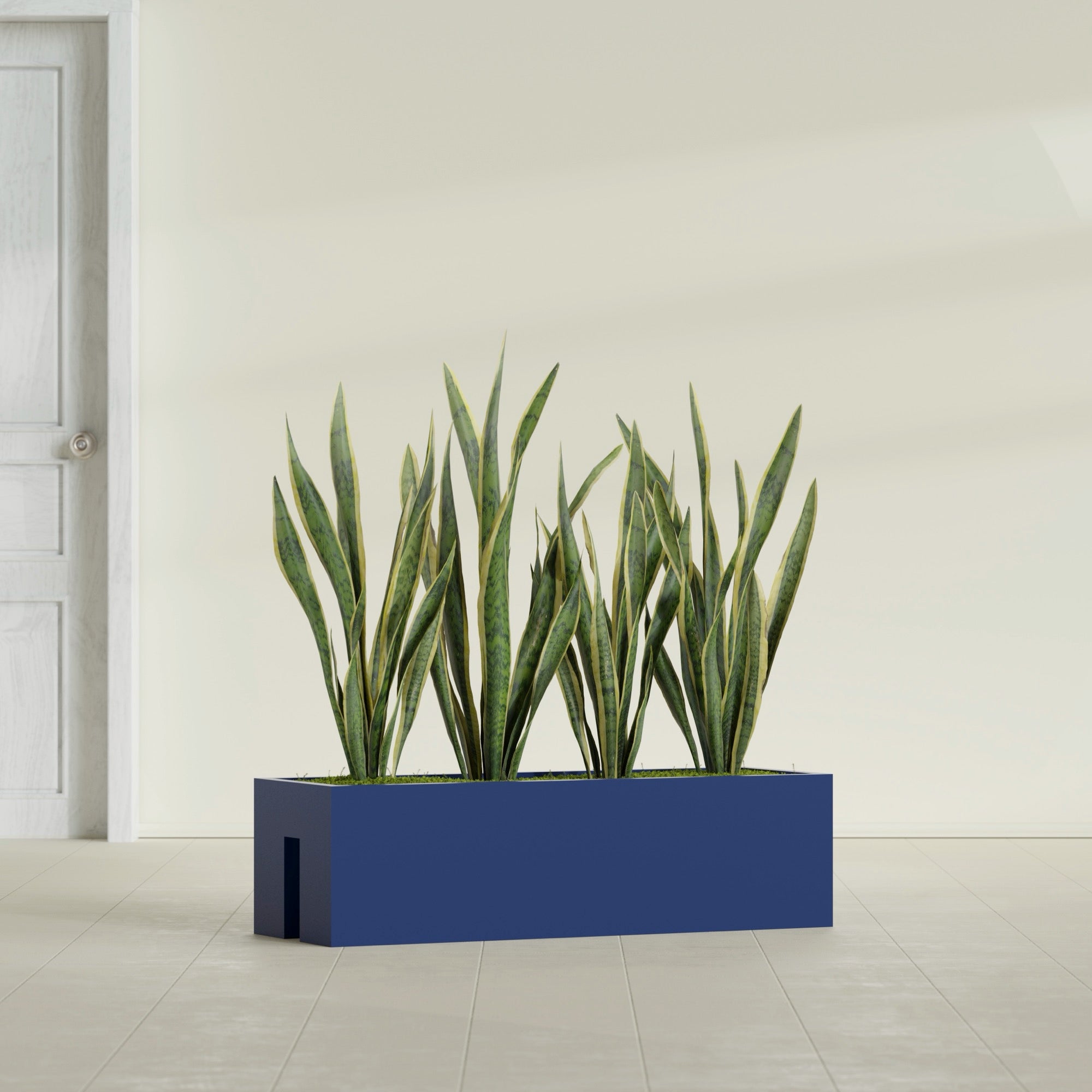 Tiergarden Large Long Over The Railing Rectangle Fiberglass Planter - 36 in x 12 in x 10 in - Matte Cobalt Blue - Matte Cobalt Blue,36 in x 12 in x 10 in