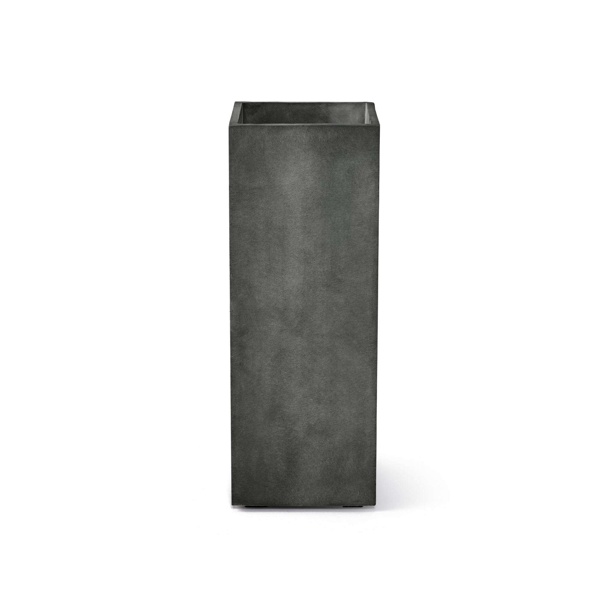 Reglo Rectangular Planter – Grey Stone Finish – Fiberglass Indoor/Outdoor and Weather-Resistant Planter (11.75" L x 11.75" W x 31.5" H Exterior, 11.5" L x 11.5" W Interior) - Grey Stone,11.8 in x 11.8 in x 31.5 in