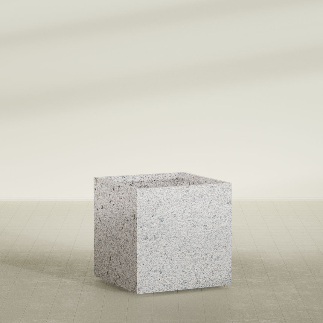 ProTone Fiberglass Premium Finish Large Cube Square Planter - 40 in x 40 in x 40 in - StoneLight - Pearlstone - StoneLight - Pearlstone,40 in x 40 in x 40 in