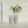 San Jose Large Tall Round Fluted Fiberglass Planter - 16 in x 16 in x 30 in - Metallic Silver - Metallic Silver,16 in x 16 in x 30 in