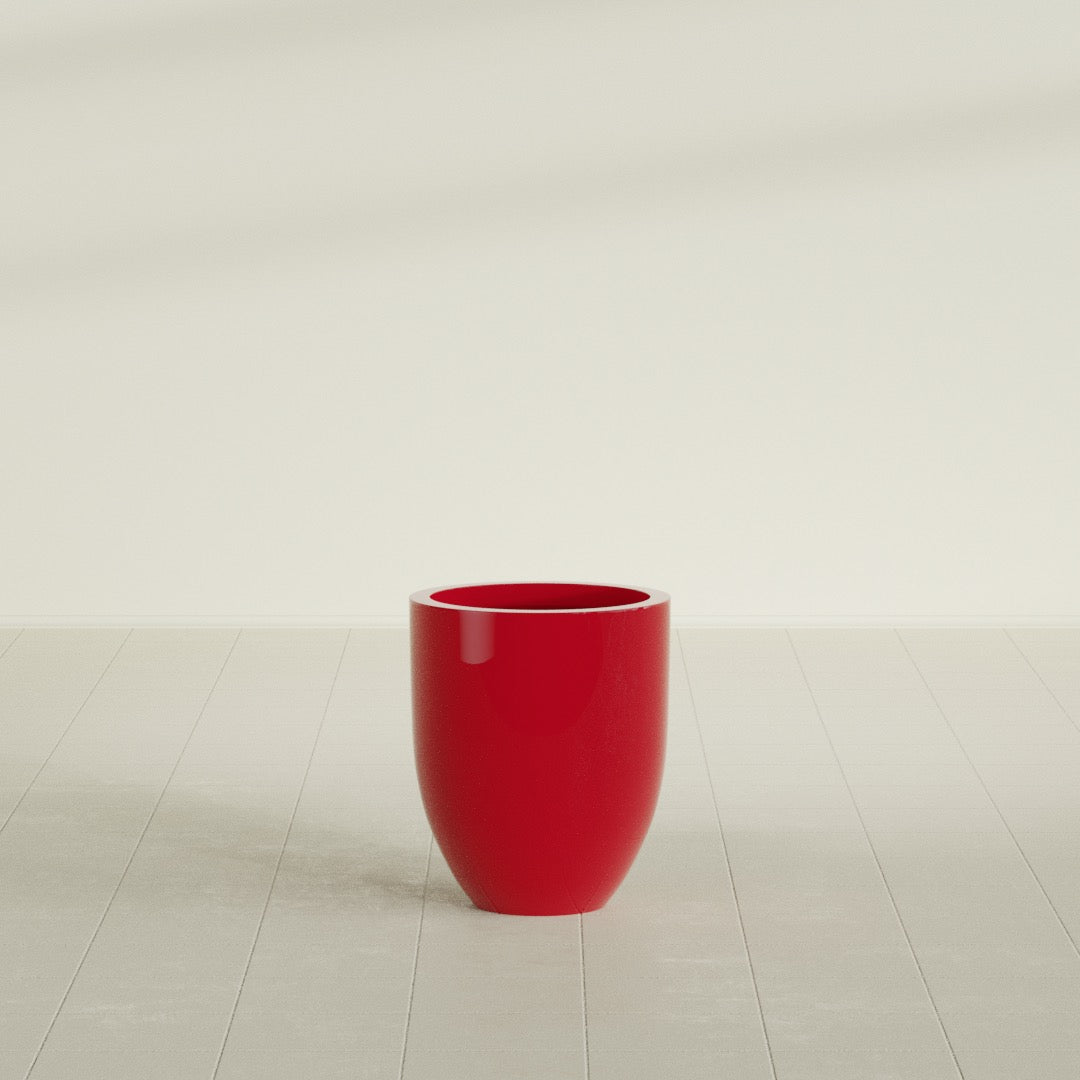 Valencia Small Round Fiberglass Planter - 15 in x 15 in x 18 in - Gloss Red - Gloss Red,15 in x 15 in x 18 in