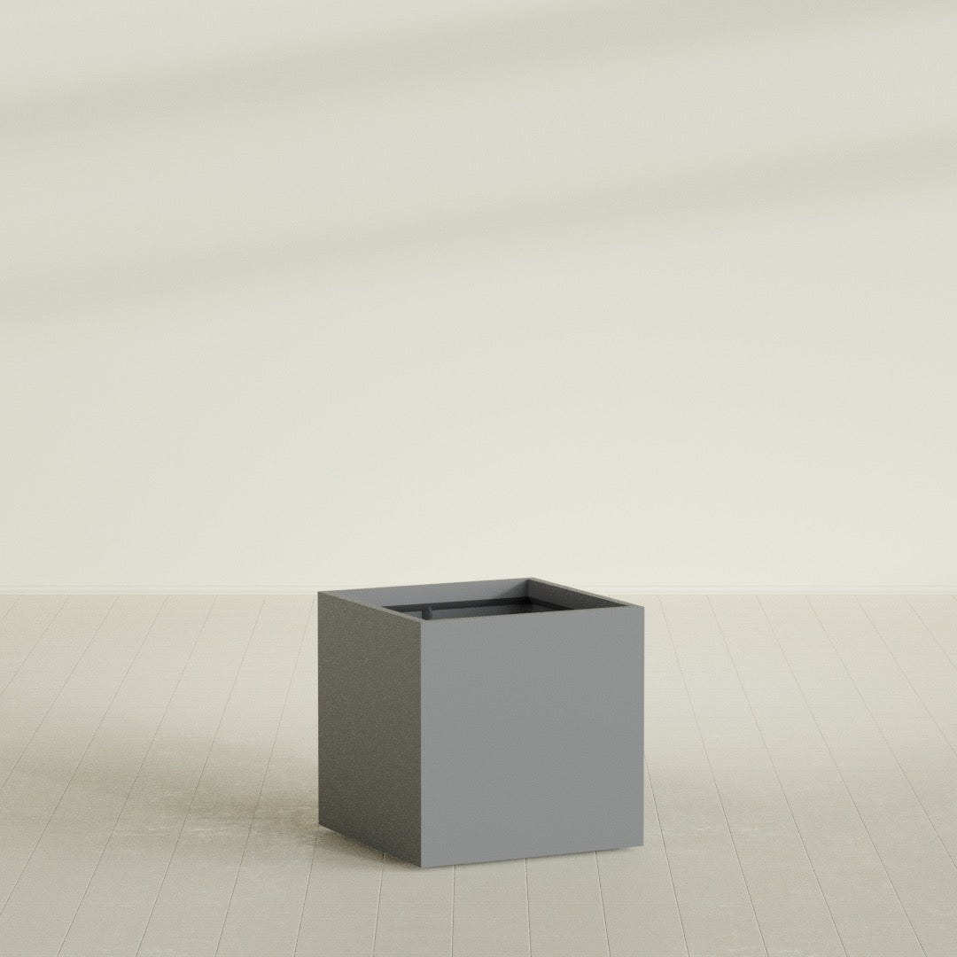 Montroy Large Cube Square Fiberglass Planter - 32 in x 32 in x 32 in - Metallic Gunmetal - Metallic Gunmetal,32 in x 32 in x 32 in