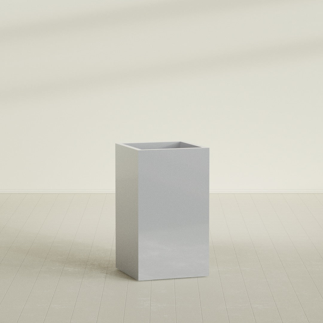 Darwin Large Tall Rectangle Fiberglass Planter - 24 in x 24 in x 42 in - Metallic Silver - Metallic Silver,24 in x 24 in x 42 in