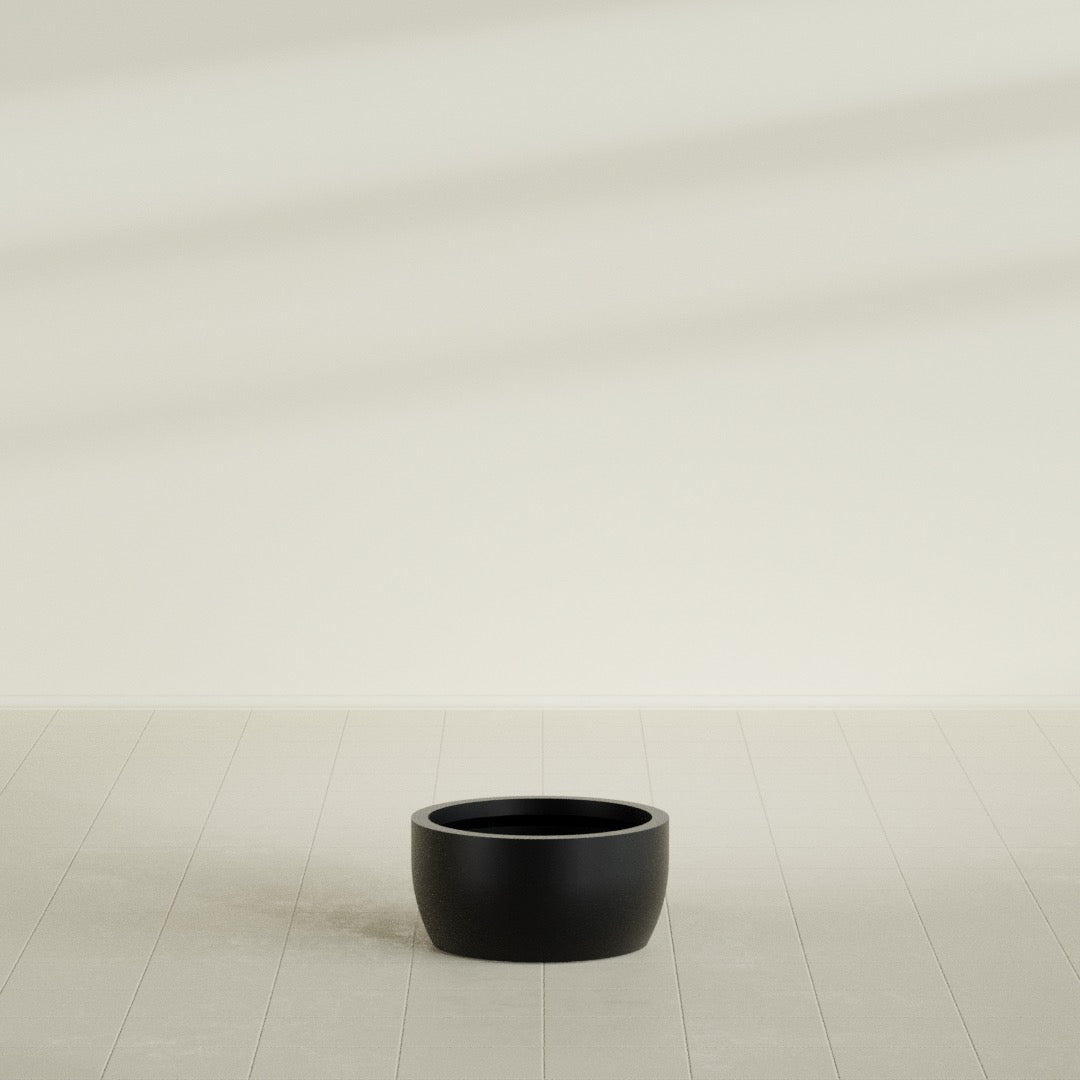 Casablanca Medium Round Low Bowl Fiberglass Planter - 20 in x 20 in x 10 in - Matte Black - Matte Black,20 in x 20 in x 10 in