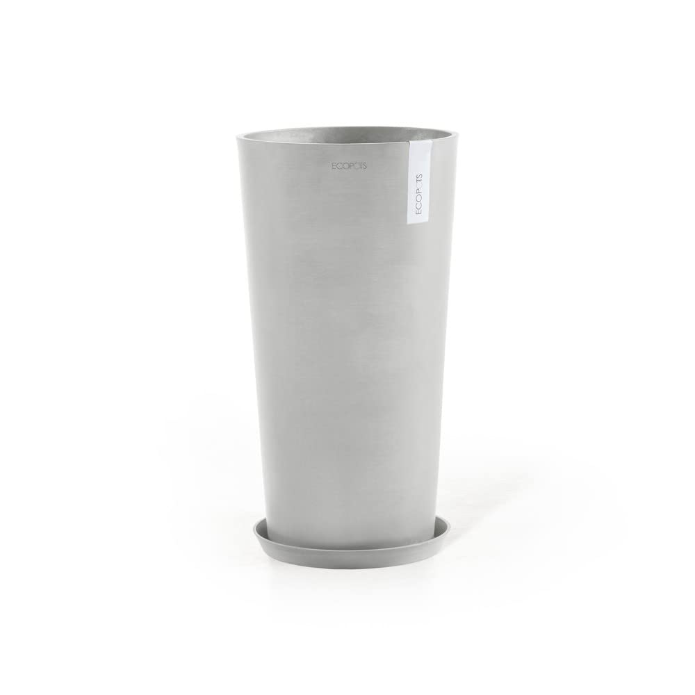 Amsterdam High Large Tall Round Planter - 19.5 in x 19.5 in x 35.5 in - White Grey - White Grey,19.5 in x 19.5 in x 35.5 in,Planter Only