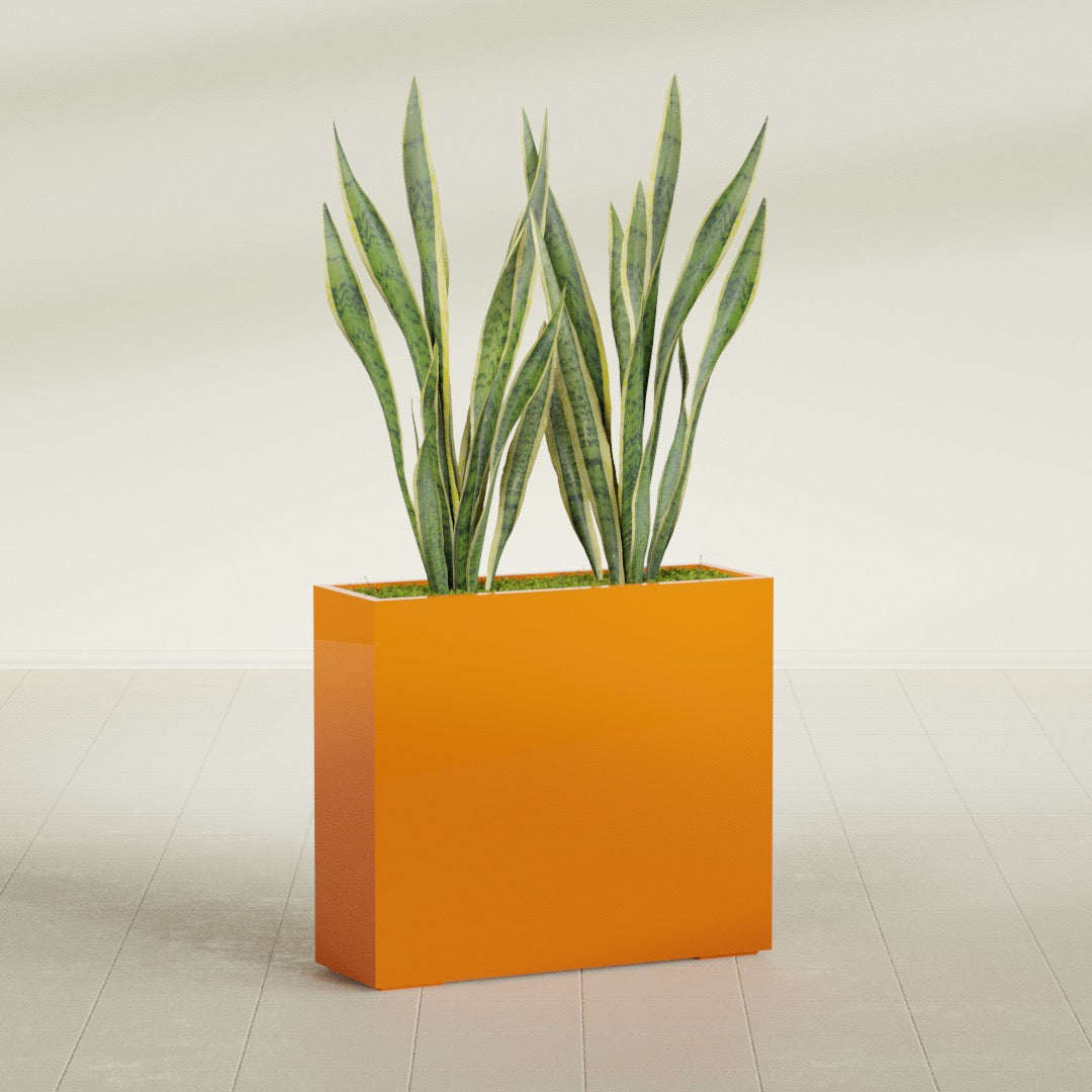 Perth Extra Large Long Rectangle Fiberglass Planter - 48 in x 16 in x 42 in - Gloss Tangerine - Gloss Tangerine,48 in x 16 in x 42 in