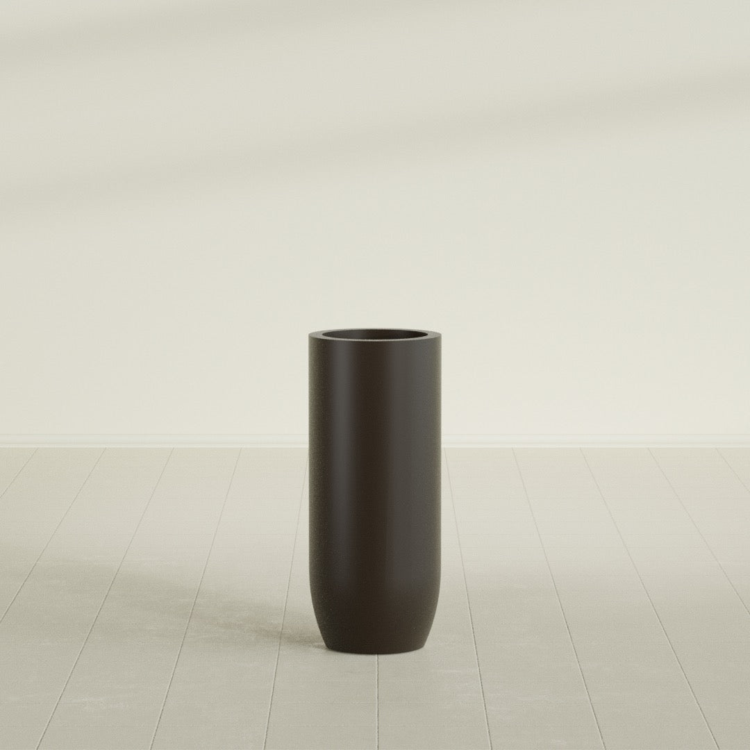 Saint Tropez Large Tall Round Fiberglass Planter - 16 in x 16 in x 38 in - Matte Brown - Matte Brown,16 in x 16 in x 38 in