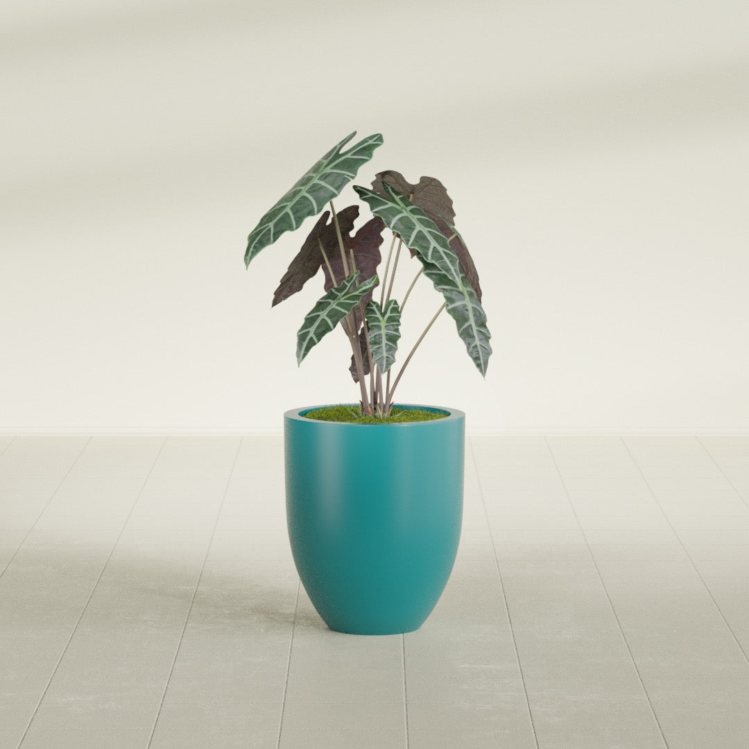 Valencia Small Round Fiberglass Planter - 15 in x 15 in x 18 in - Satin Sea Foam - Satin Sea Foam,15 in x 15 in x 18 in