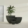 Lima Large Tapered Square Fiberglass Planter - 30 in x 30 in x 30 in - Matte Charcoal - Matte Charcoal,30 in x 30 in x 30 in