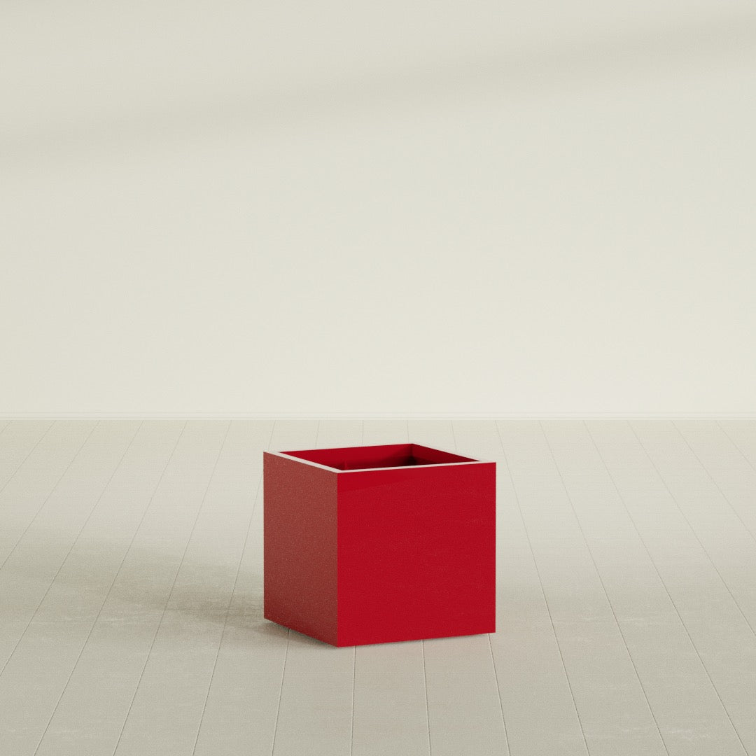 Montroy Medium Cube Square Fiberglass Planter - 24 in x 24 in x 24 in - Gloss Red - Gloss Red,24 in x 24 in x 24 in