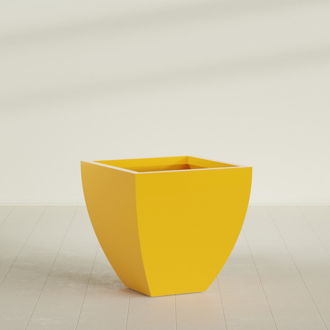 Lima Large Tapered Square Fiberglass Planter - 30 in x 30 in x 30 in - Gloss Saffron - Gloss Saffron,30 in x 30 in x 30 in
