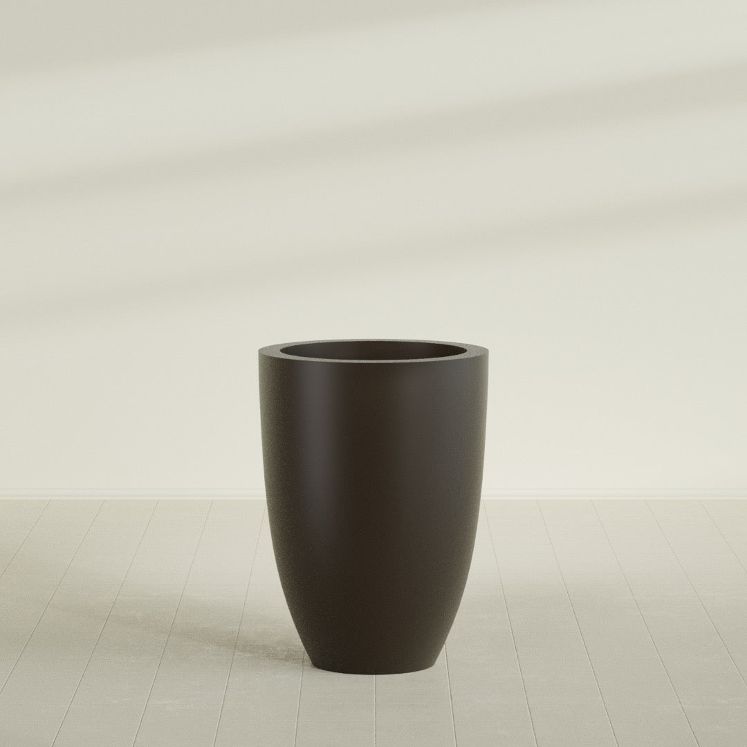 Brannan Large Round Fiberglass Planter - 30 in x 30 in x 41 in - Matte Brown - Matte Brown,30 in x 30 in x 41 in