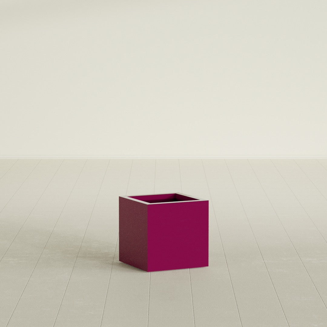Montroy Small Cube Square Fiberglass Planter - 16 in x 16 in x 16 in - Gloss Eggplant - Gloss Eggplant,16 in x 16 in x 16 in