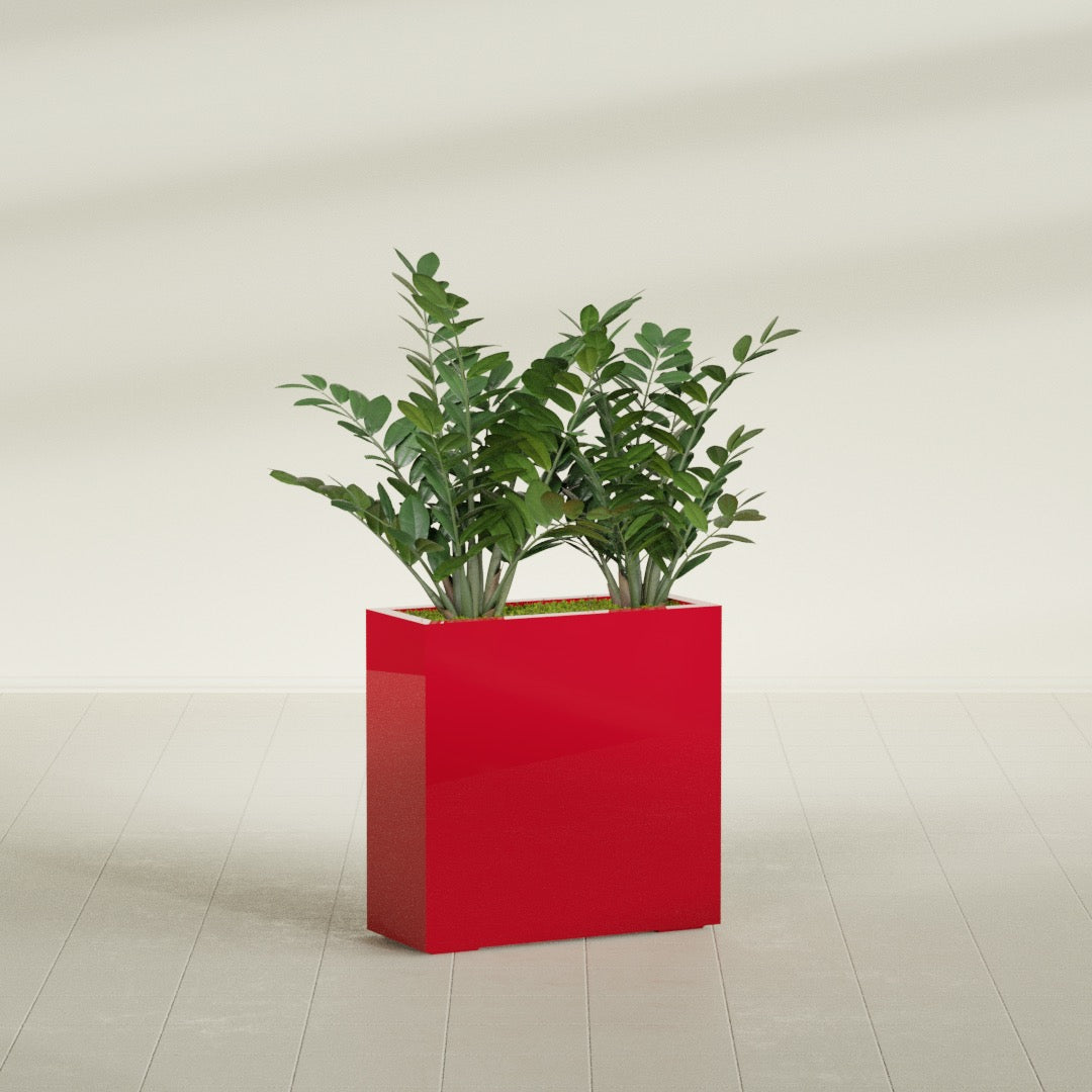 Milano Medium Narrow Rectangle Fiberglass Planter - 24 in x 10 in x 24 in - Gloss Red - Gloss Red,24 in x 10 in x 24 in