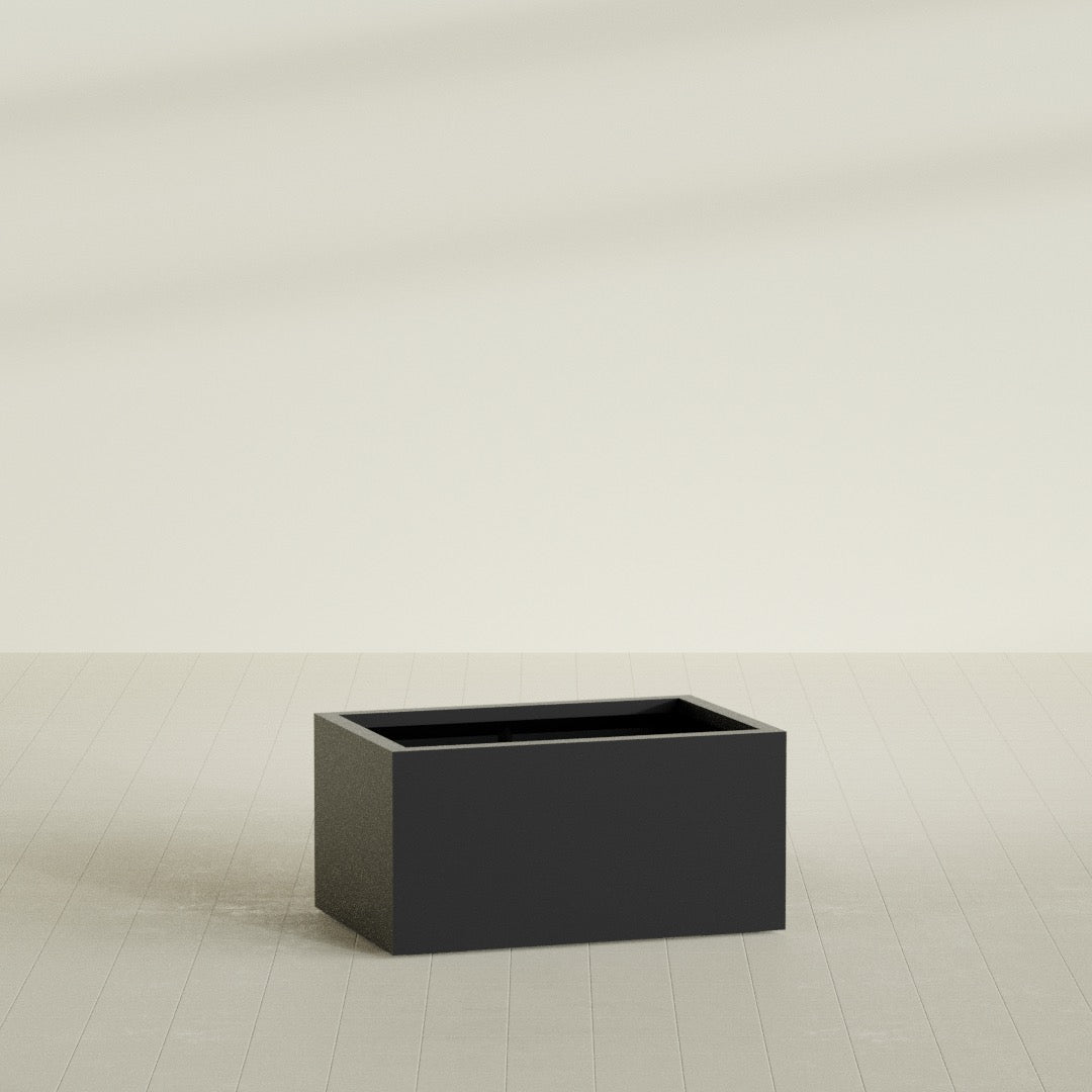 Torino Large Wide Rectangle Fiberglass Planter - 36 in x 24 in x 18 in - Matte Black - Matte Black,36 in x 24 in x 18 in
