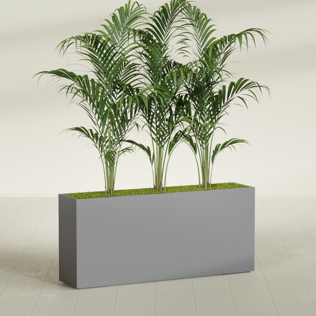 Potsdam Extra Large Long Rectangle Fiberglass Planter - 72 in x 16 in x 32 in - Metallic Gunmetal - Metallic Gunmetal,72 in x 16 in x 32 in