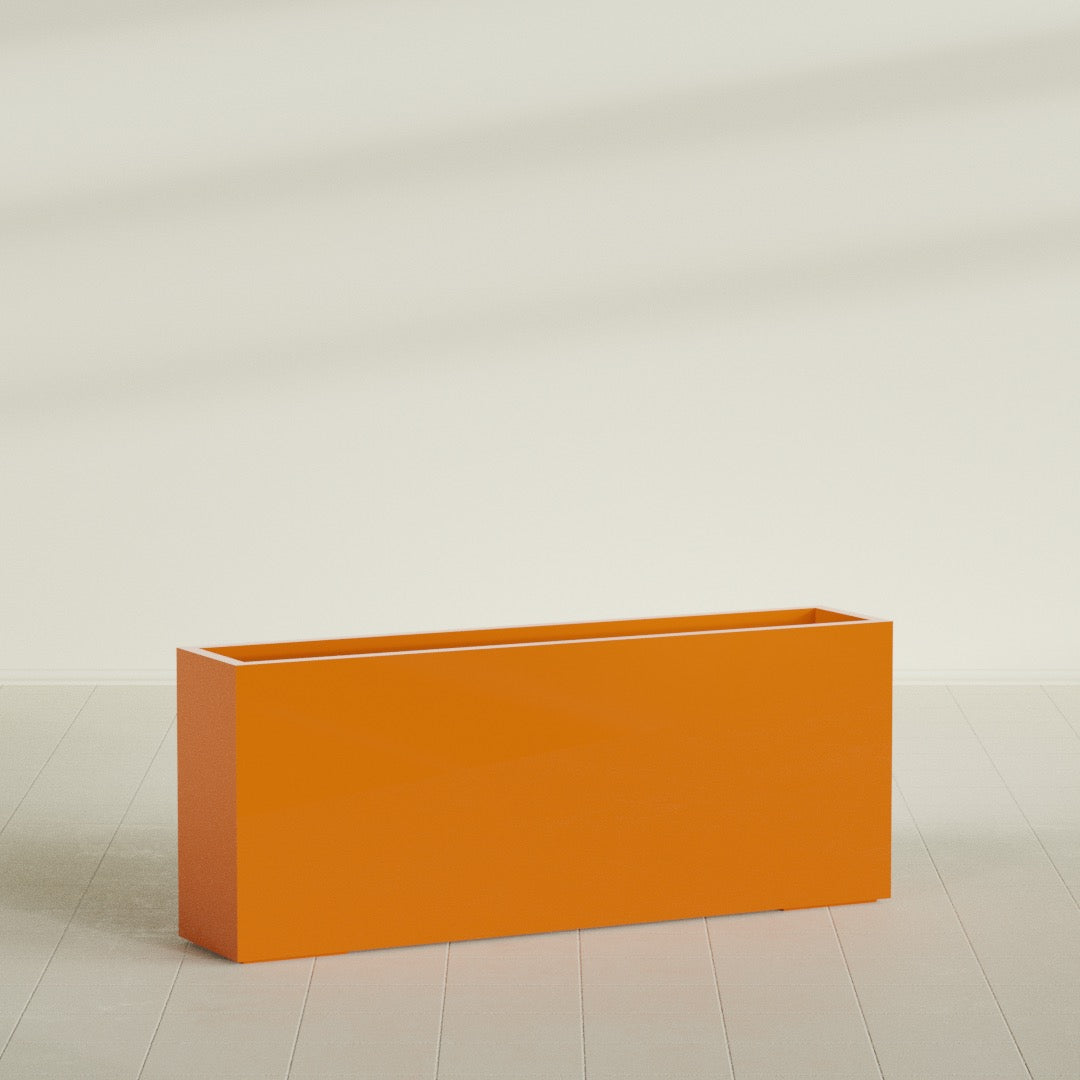 Hollywood Extra Large Narrow Rectangle Fiberglass Planter - 60 in x 12 in x 24 in - Gloss Tangerine - Gloss Tangerine,60 in x 12 in x 24 in
