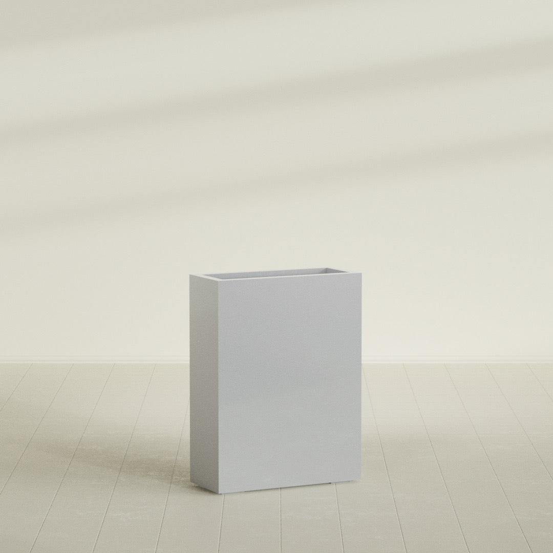 Amesbury Large Narrow Rectangle Fiberglass Planter - 24 in x 10 in x 32 in - Metallic Silver - Metallic Silver,24 in x 10 in x 32 in