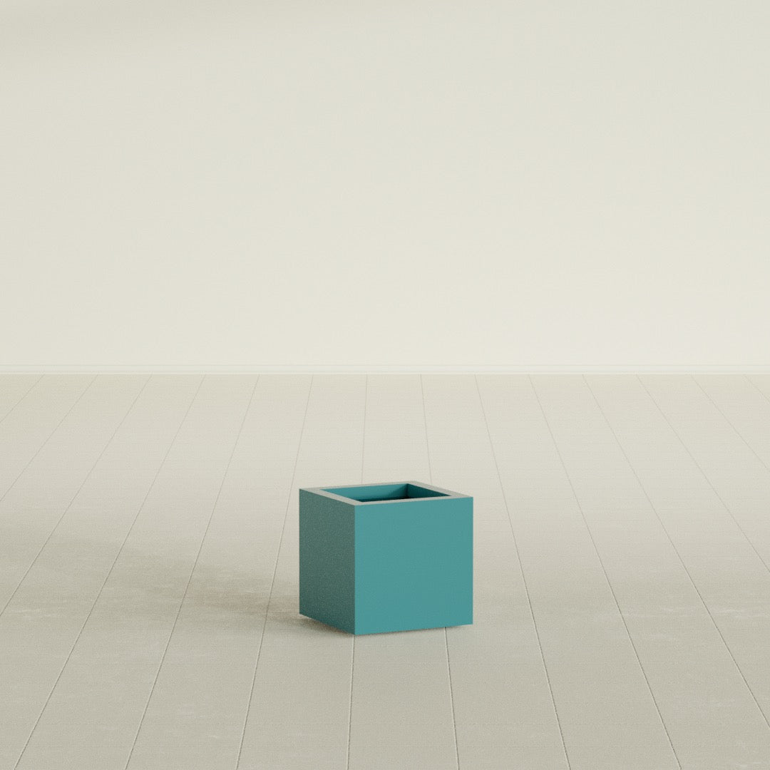 Montroy Small Cube Square Fiberglass Planter - 12 in x 12 in x 12 in - Satin Sea Foam - Satin Sea Foam,12 in x 12 in x 12 in