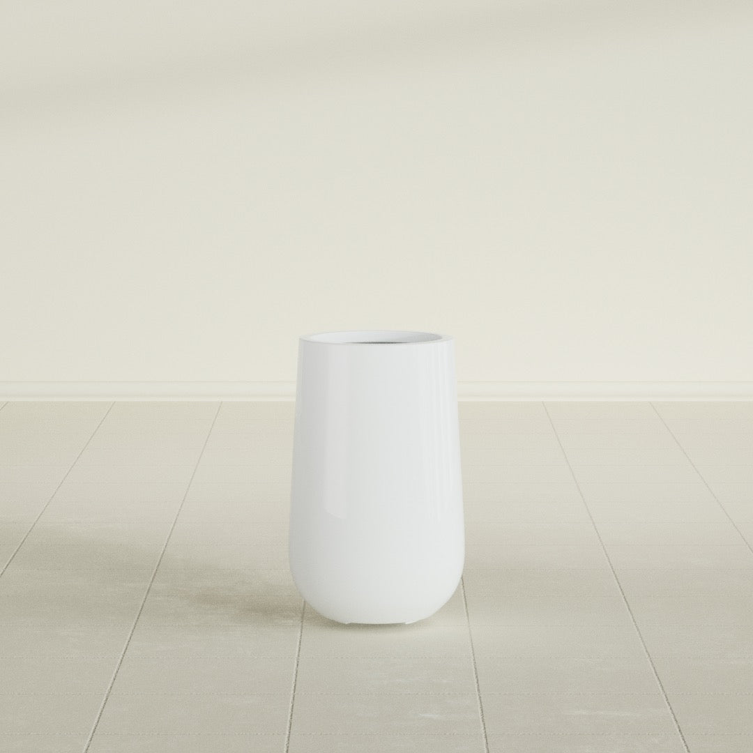 Tall Hayden Medium Round Fiberglass Planter - 18 in x 18 in x 29 in - Matte White - Matte White,18 in x 18 in x 29 in