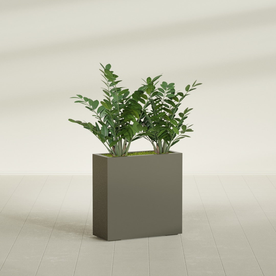 Milano Medium Narrow Rectangle Fiberglass Planter - 24 in x 10 in x 24 in - Matte Bronze - Matte Bronze,24 in x 10 in x 24 in