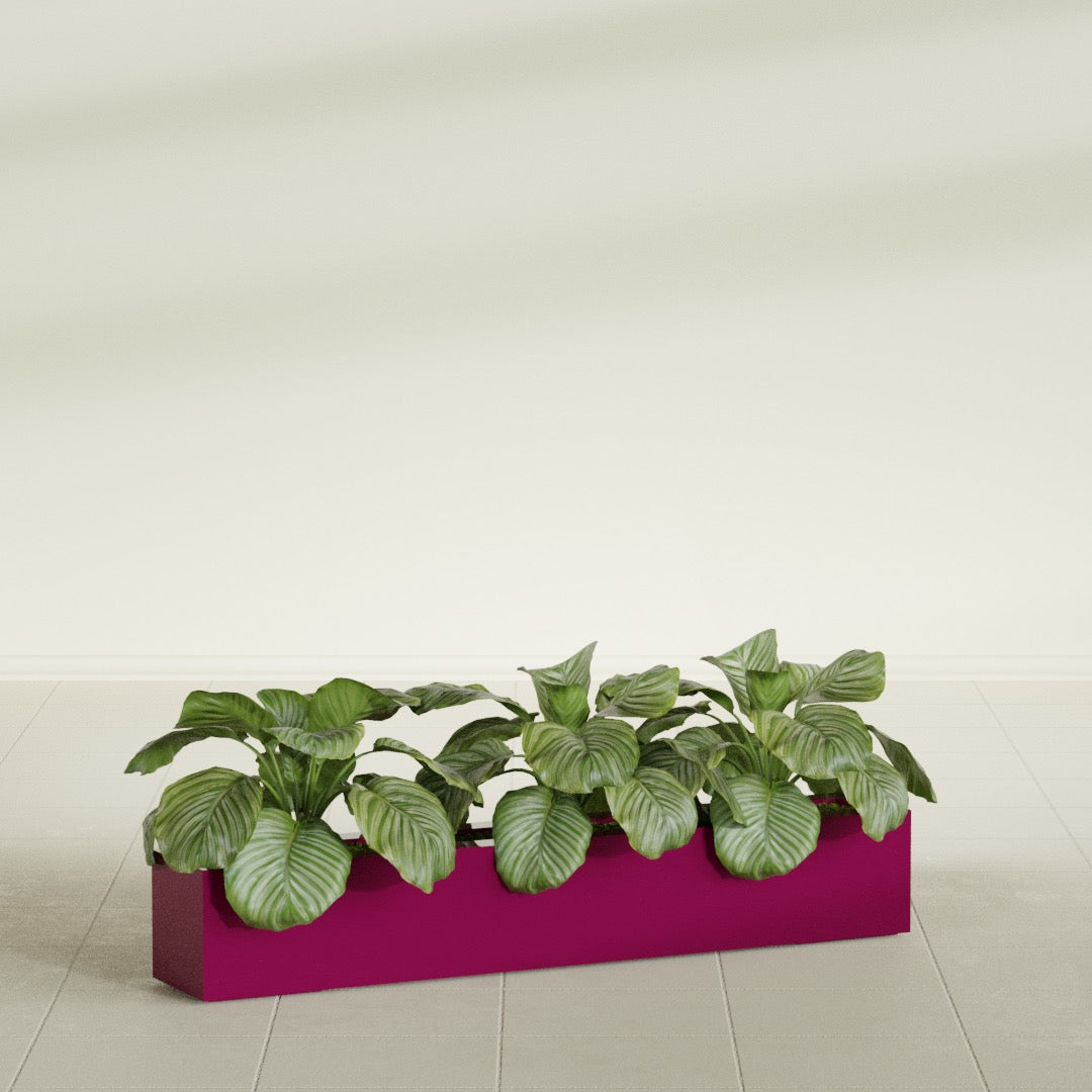 Salon Large Tall Rectangle Fiberglass Planter - 48 in x 8 in x 8 in - Gloss Eggplant - Gloss Eggplant,48 in x 8 in x 8 in