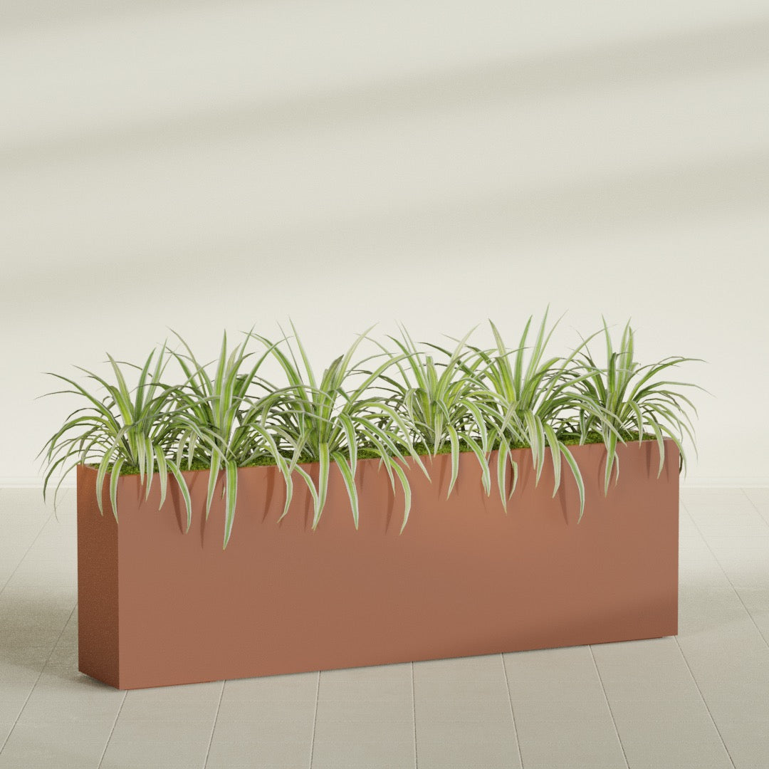 Hollywood Extra Large Narrow Rectangle Fiberglass Planter - 72 in x 12 in x 24 in - Matte Terracotta - Matte Terracotta,72 in x 12 in x 24 in