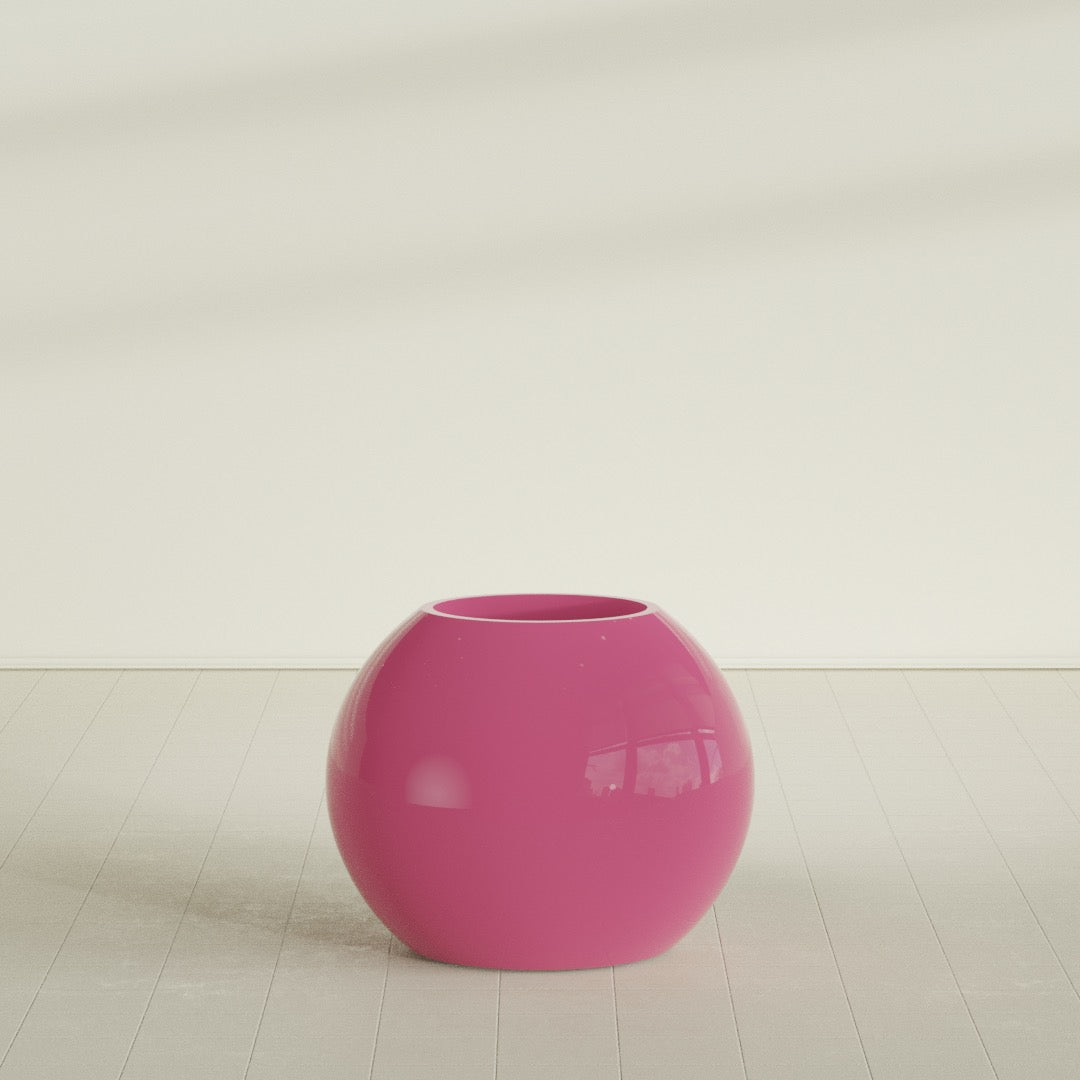 Globe Large Sphere Fiberglass Planter - 30 in x 30 in x 24 in - Gloss Pink Violet - Gloss Pink Violet,30 in x 30 in x 24 in