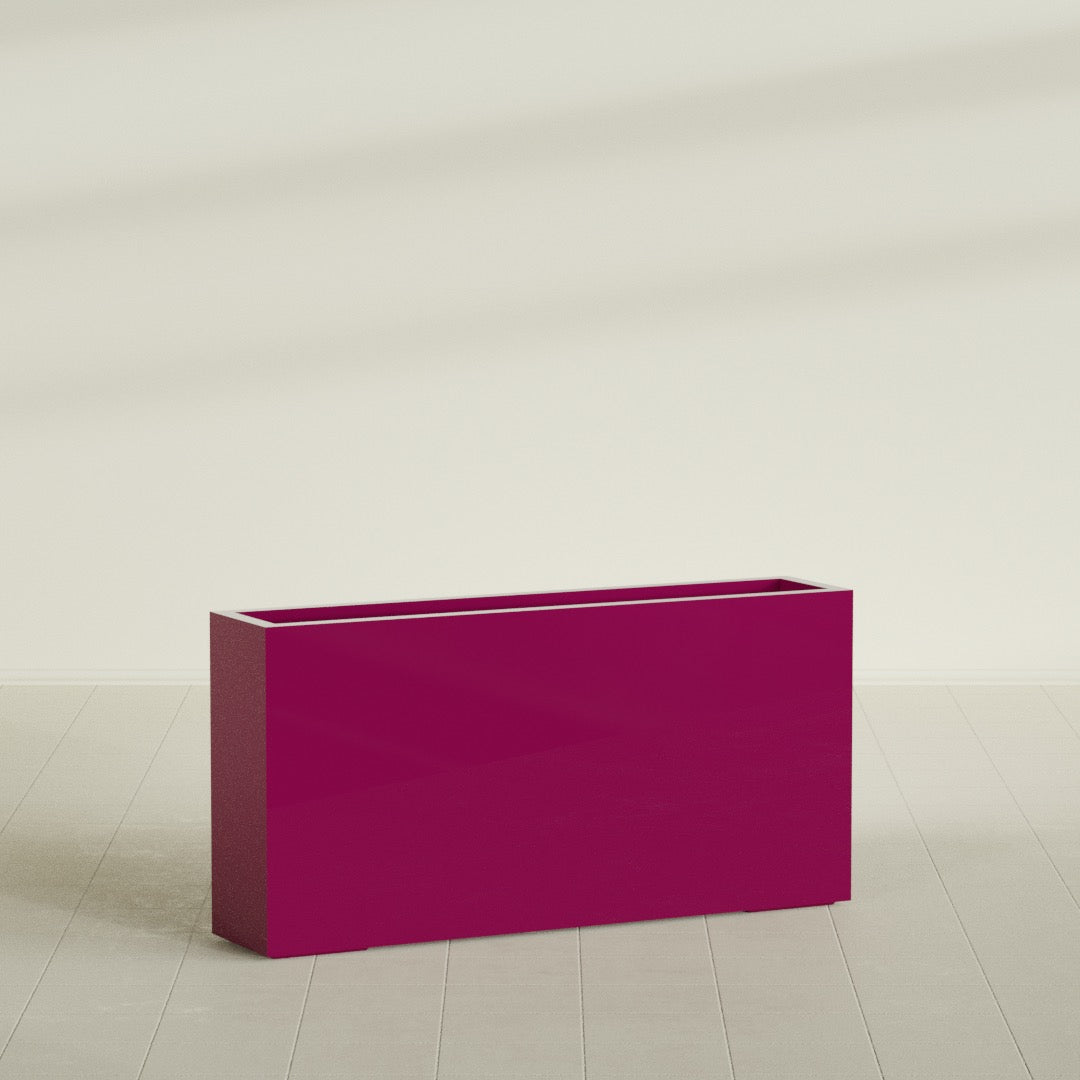 Milano Extra Large Narrow Rectangle Fiberglass Planter - 48 in x 10 in x 24 in - Gloss Eggplant - Gloss Eggplant,48 in x 10 in x 24 in
