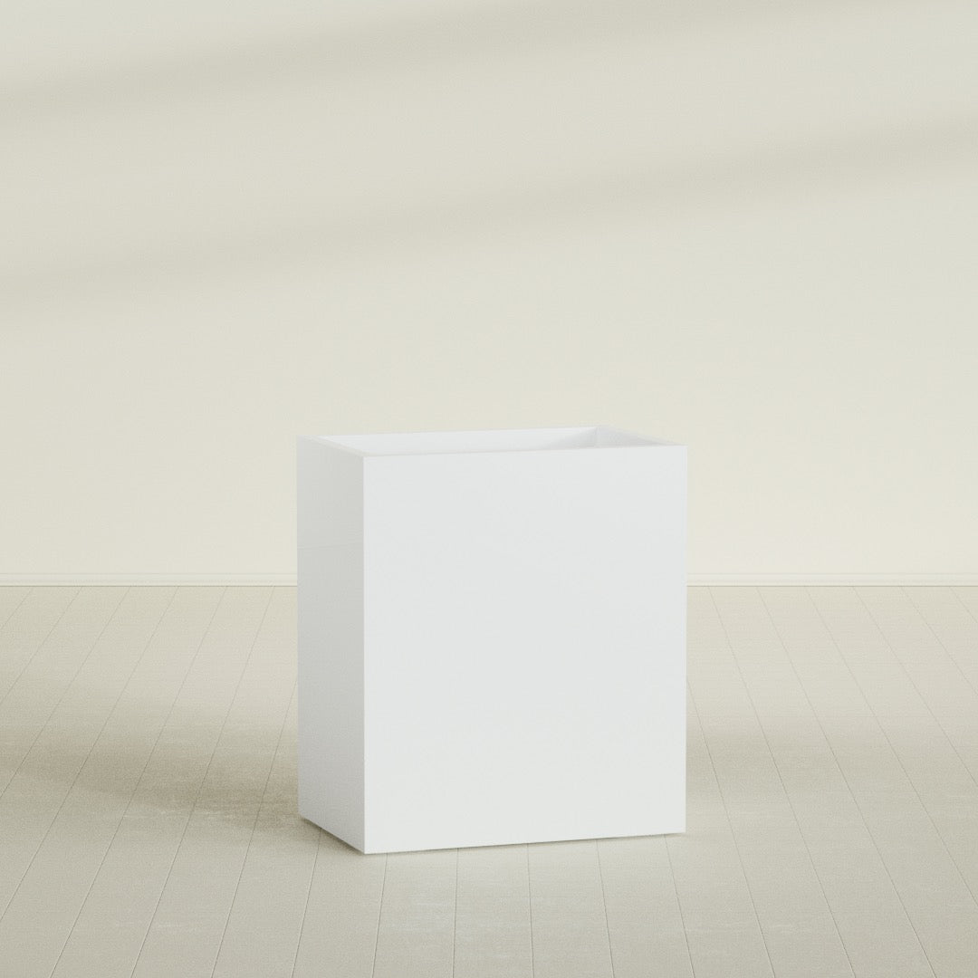Darwin Large Rectangle Fiberglass Planter - 36 in x 24 in x 42 in - Matte White - Matte White,36 in x 24 in x 42 in