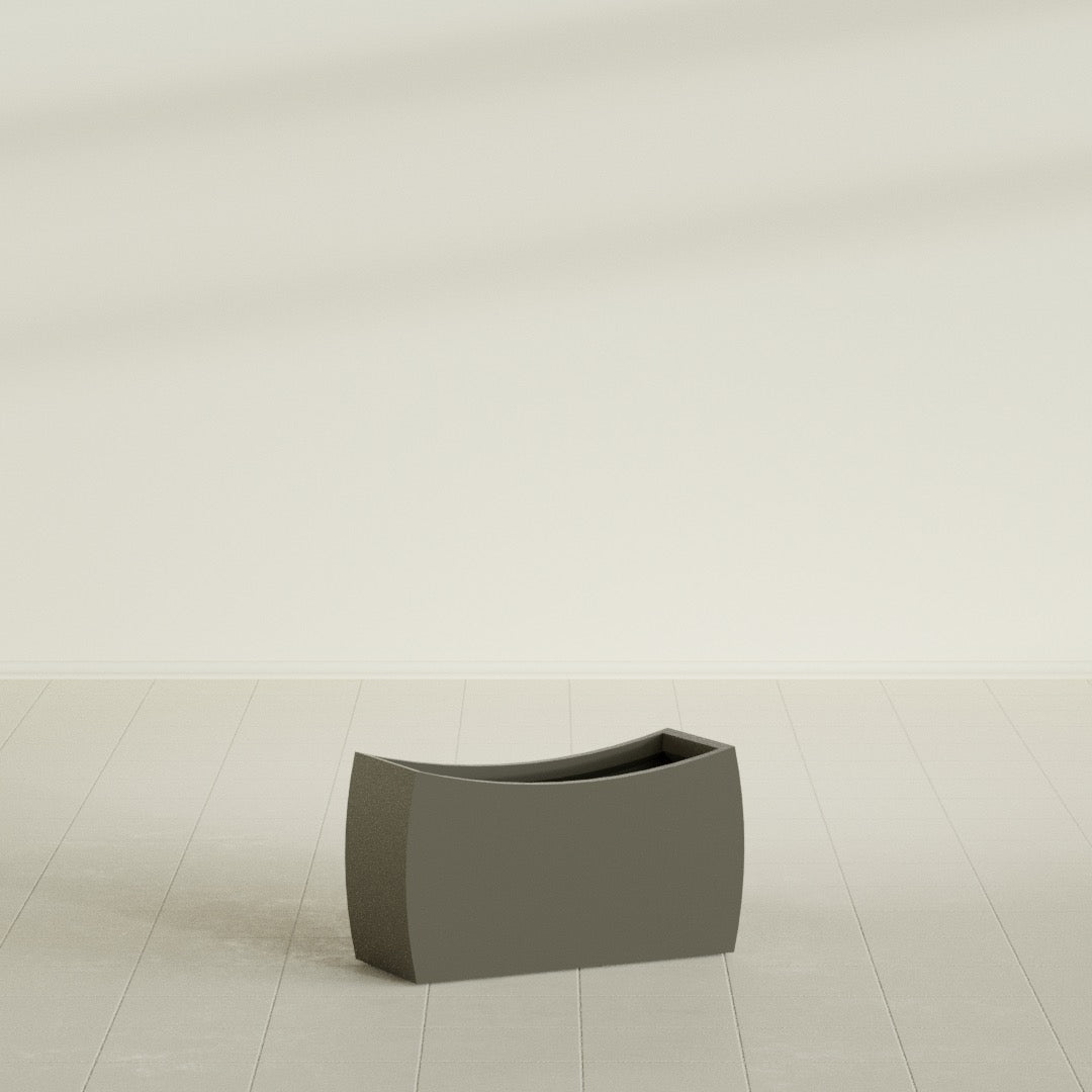 Seoul Large Curved Abstract Fiberglass Planter - 32 in x 12 in x 18 in - Matte Bronze - Matte Bronze,32 in x 12 in x 18 in