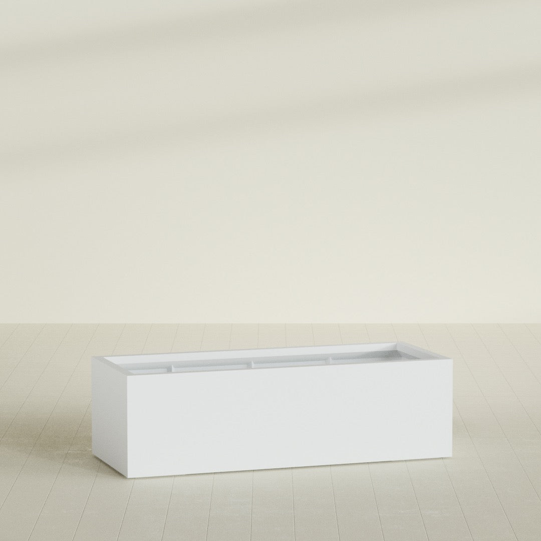 Torino Extra Large Wide Rectangle Fiberglass Planter - 60 in x 24 in x 18 in - Gloss White - Gloss White,60 in x 24 in x 18 in
