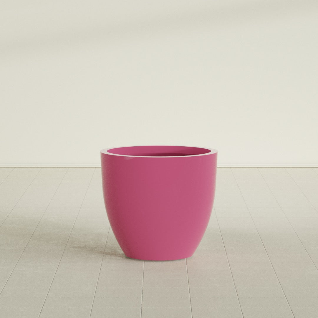Wannsee Large Round Fiberglass Planter - 33 in x 33 in x 29 in - Gloss Pink Violet - Gloss Pink Violet,33 in x 33 in x 29 in