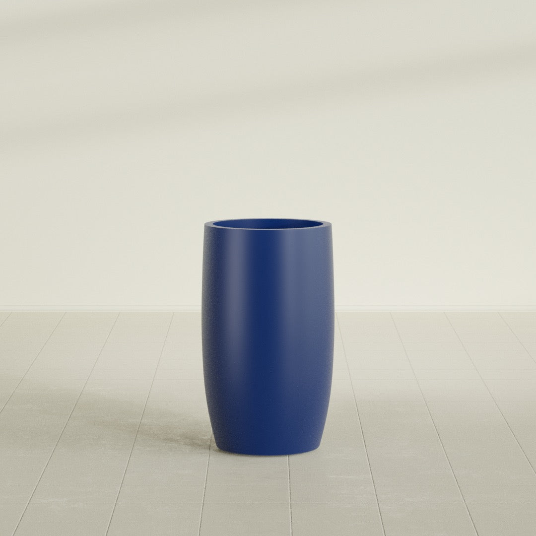Lisbon Large Round Fiberglass Planter - 18 in x 18 in x 32 in - Matte Cobalt Blue - Matte Cobalt Blue,18 in x 18 in x 32 in