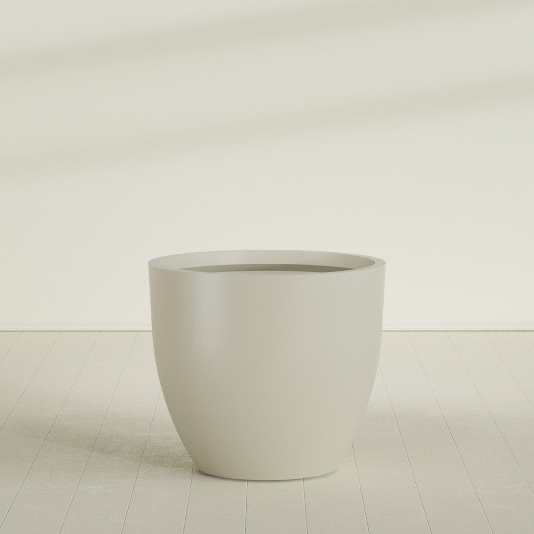 Wannsee Extra Large Round Fiberglass Planter - 50 in x 50 in x 44 in - Satin Beige - Satin Beige,50 in x 50 in x 44 in