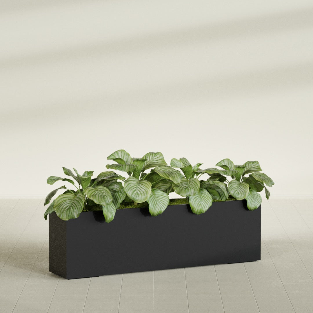 Miami Extra Large Narrow Rectangle Fiberglass Planter - 60 in x 12 in x 18 in - Matte Black - Matte Black,60 in x 12 in x 18 in