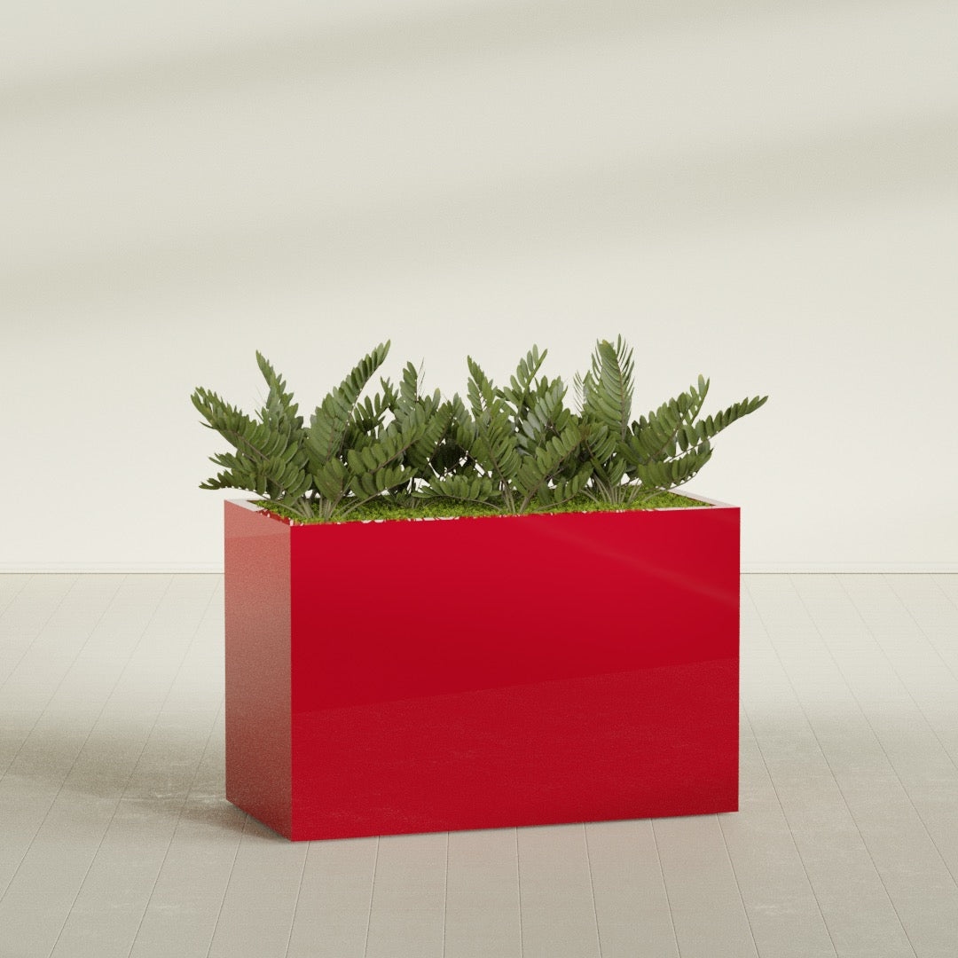 Brisbane Extra Large Long Rectangle Fiberglass Planter - 48 in x 24 in x 32 in - Gloss Red - Gloss Red,48 in x 24 in x 32 in