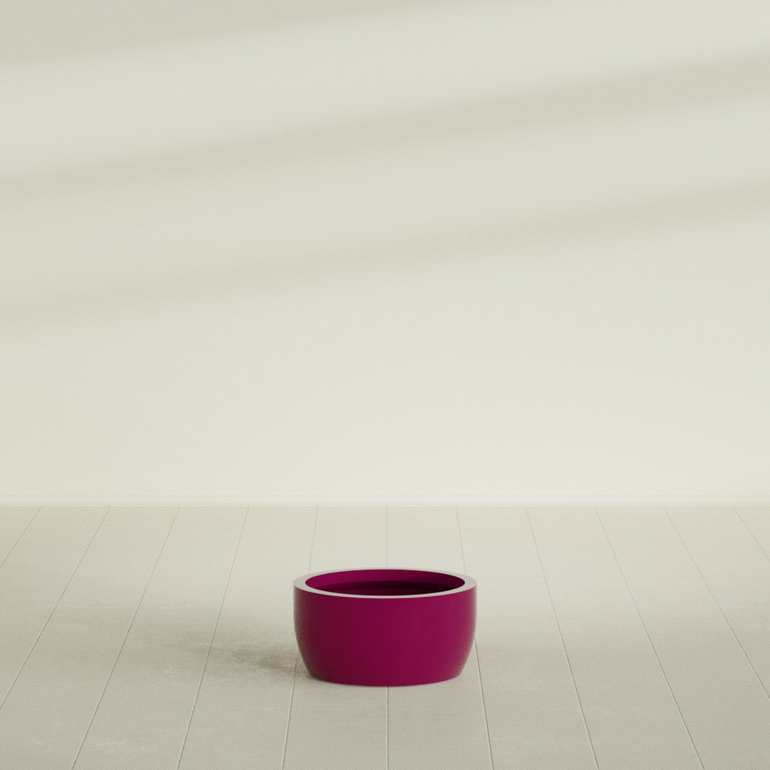 Casablanca Medium Round Low Bowl Fiberglass Planter - 20 in x 20 in x 10 in - Gloss Eggplant - Gloss Eggplant,20 in x 20 in x 10 in