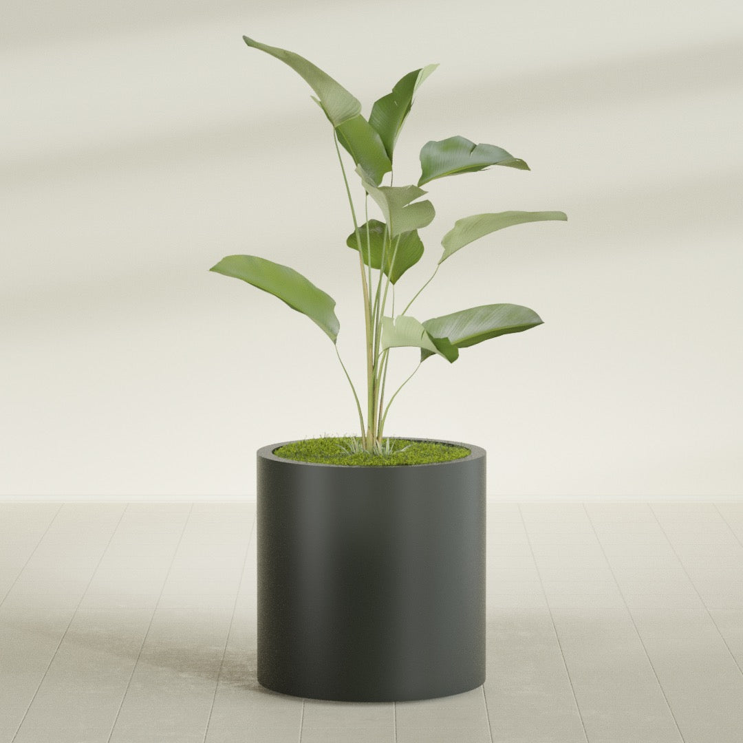 Rio Grande Medium Round Fiberglass Planter - 22 in x 22 in x 22 in - Matte Charcoal - Matte Charcoal,22 in x 22 in x 22 in