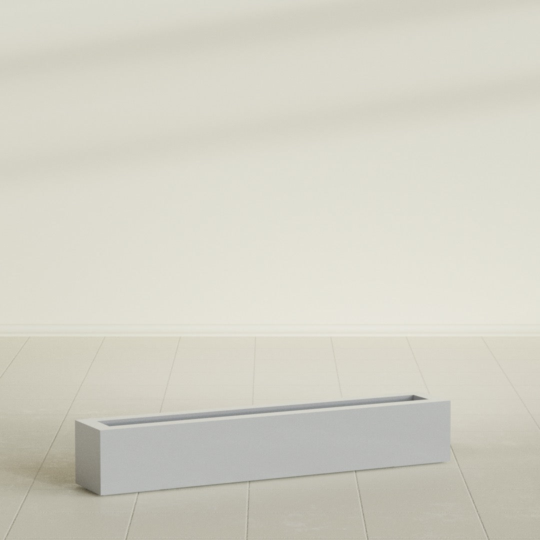 Salon Large Tall Rectangle Fiberglass Planter - 48 in x 8 in x 8 in - Metallic Silver - Metallic Silver,48 in x 8 in x 8 in