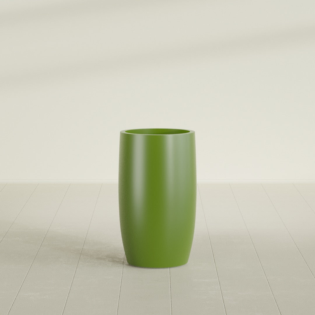 Lisbon Large Round Fiberglass Planter - 18 in x 18 in x 32 in - Satin Green - Satin Green,18 in x 18 in x 32 in