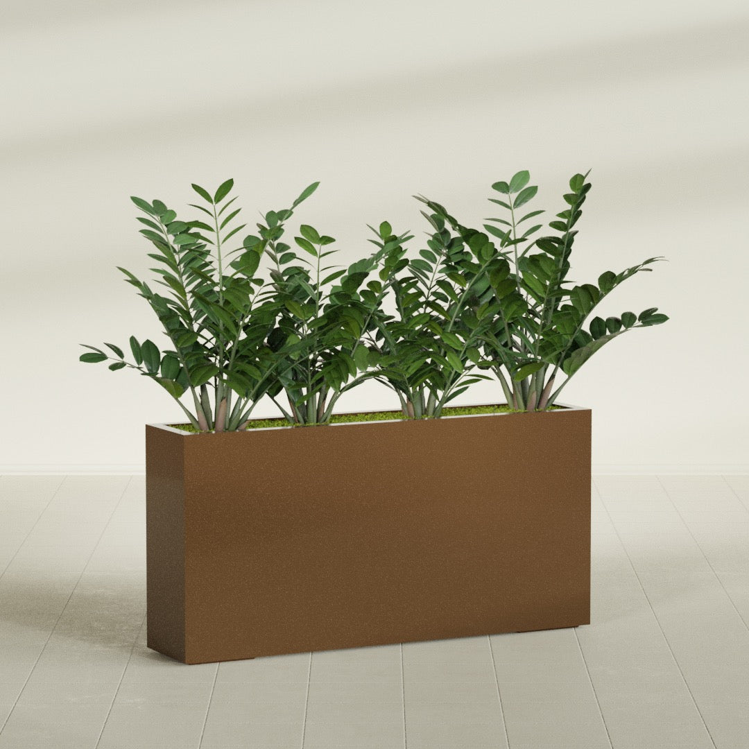 Milano Extra Large Narrow Rectangle Fiberglass Planter - 48 in x 10 in x 24 in - Metallic Bronze - Metallic Bronze,48 in x 10 in x 24 in