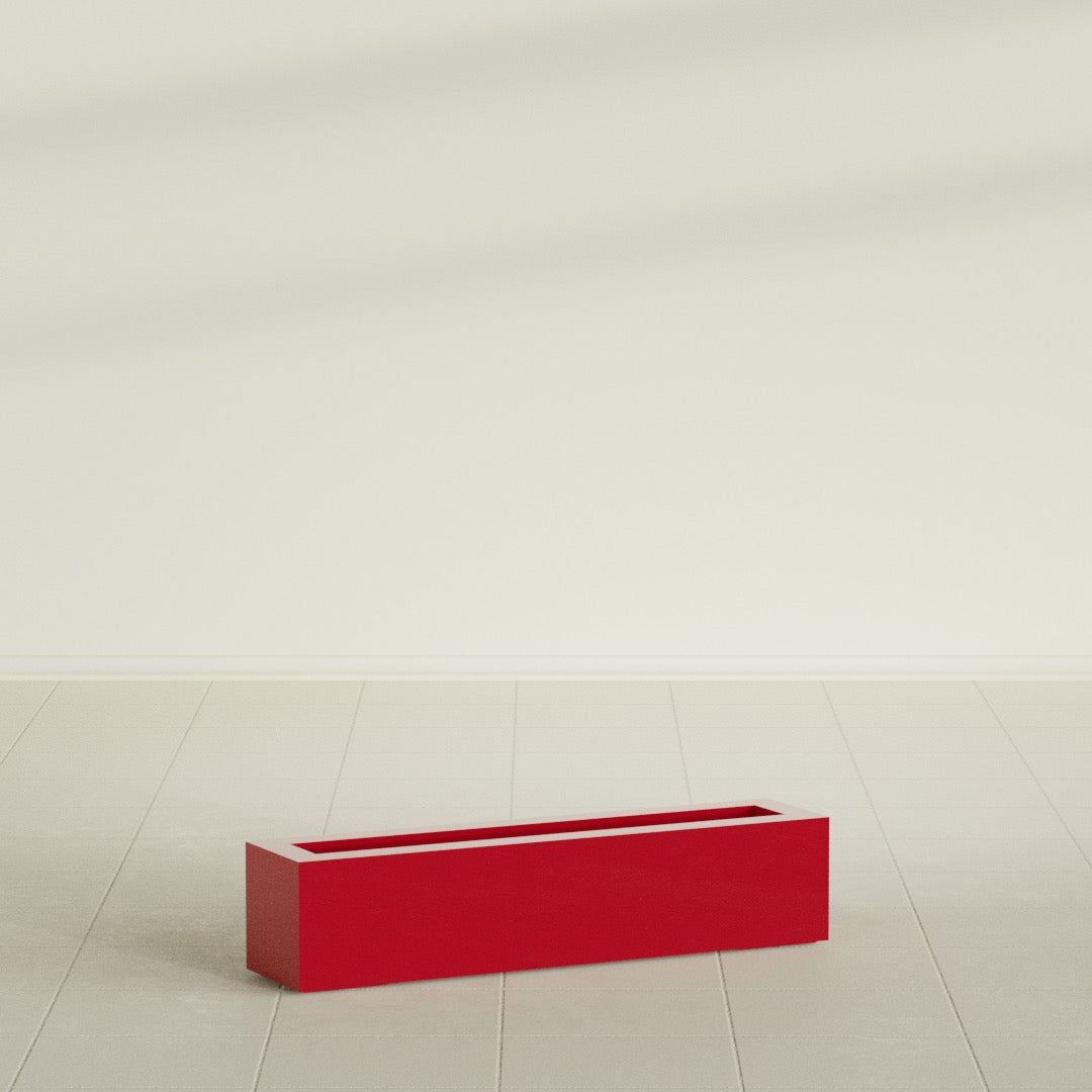 Salon Large Tall Rectangle Fiberglass Planter - 36 in x 8 in x 8 in - Gloss Red - Gloss Red,36 in x 8 in x 8 in