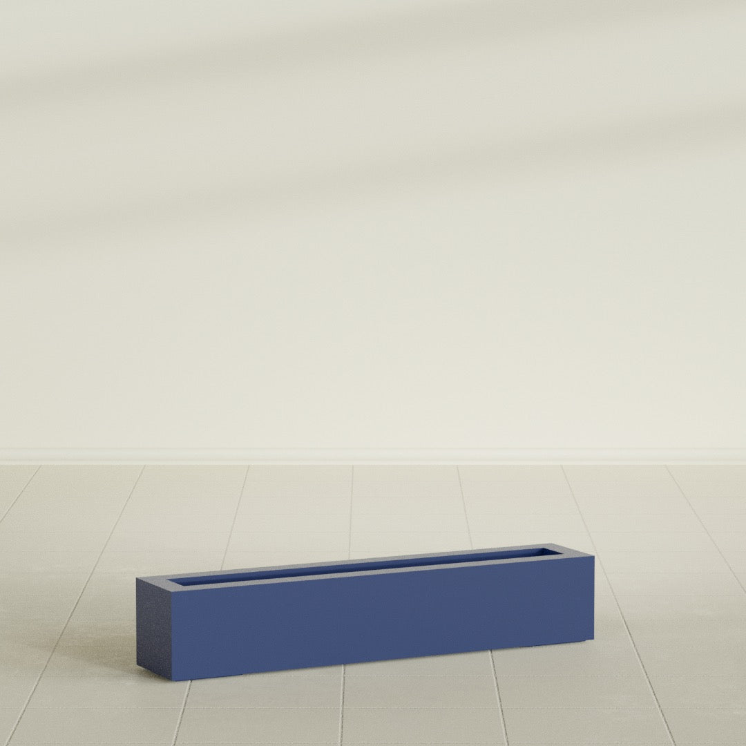 Salon Large Tall Rectangle Fiberglass Planter - 42 in x 8 in x 8 in - Matte Cobalt Blue - Matte Cobalt Blue,42 in x 8 in x 8 in