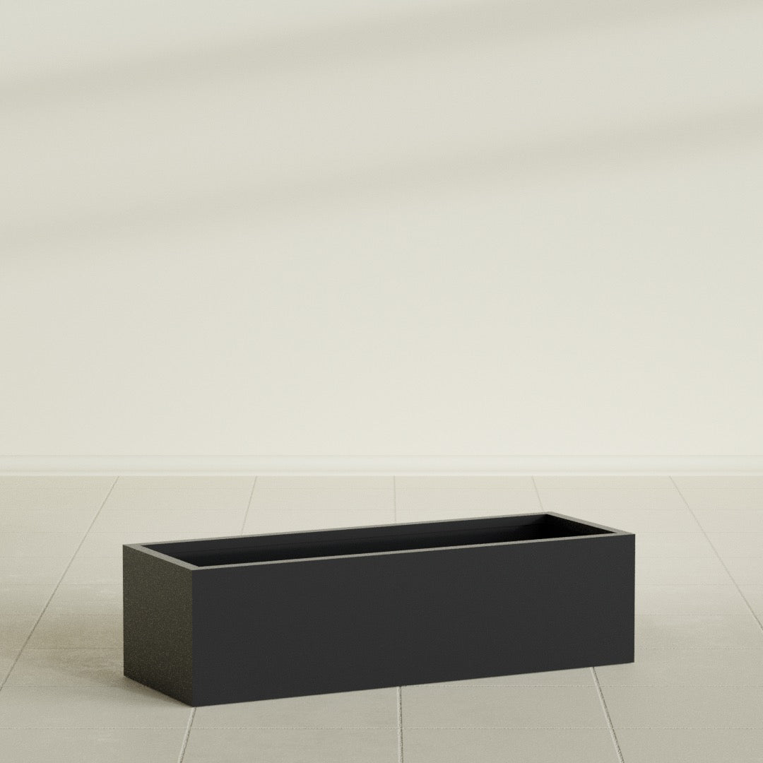 Reade Small Tabletop Rectangle Fiberglass Planter - 18 in x 6.5 in x 5 in - Matte Black - Matte Black,18.5 in x 6.5 in x 5 in