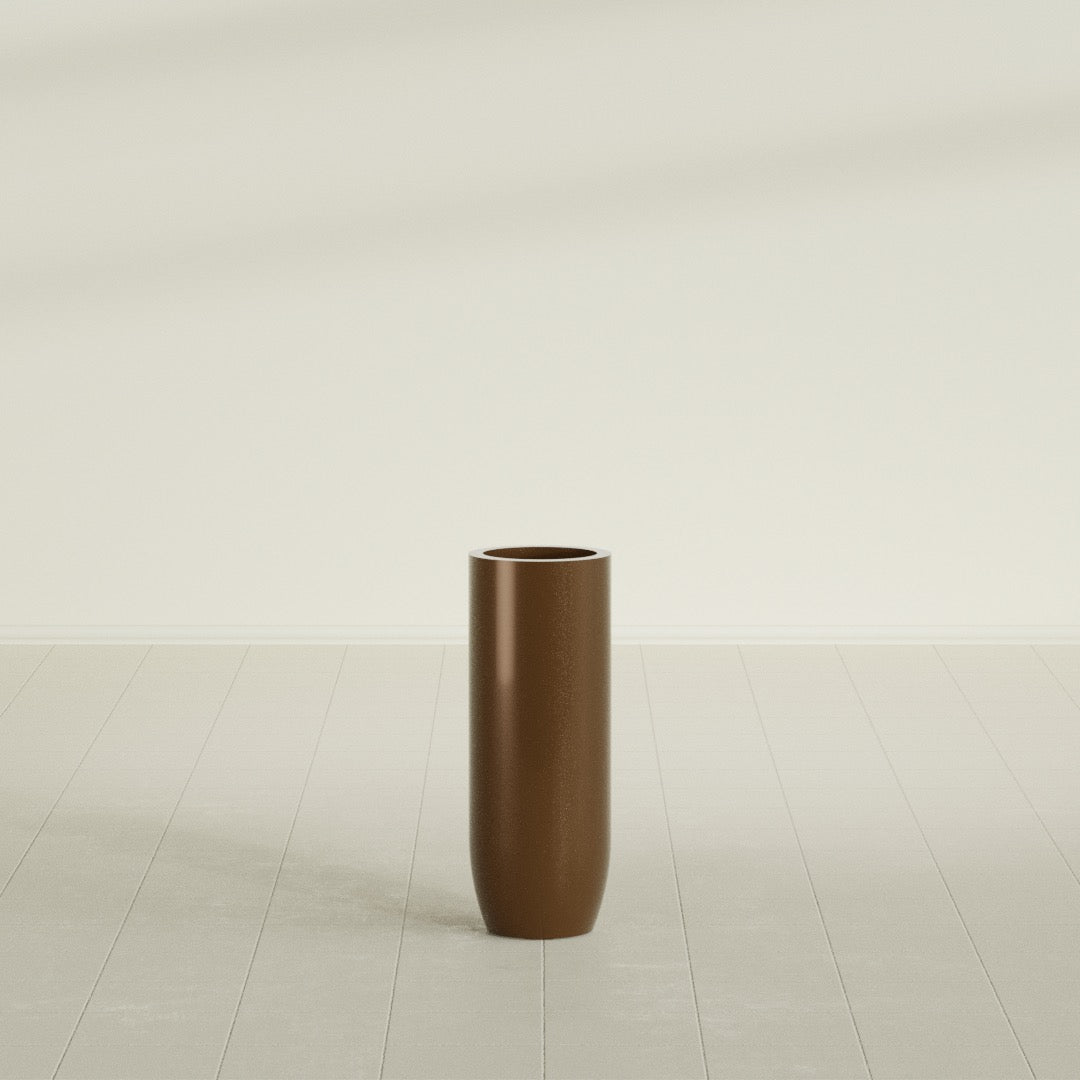 Saint Tropez Large Tall Round Fiberglass Planter - 12 in x 12 in x 32 in - Metallic Bronze - Metallic Bronze,12 in x 12 in x 32 in