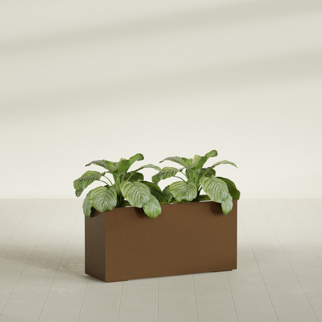 Miami Large Narrow Rectangle Fiberglass Planter - 36 in x 12 in x 18 in - Metallic Bronze - Metallic Bronze,36 in x 12 in x 18 in