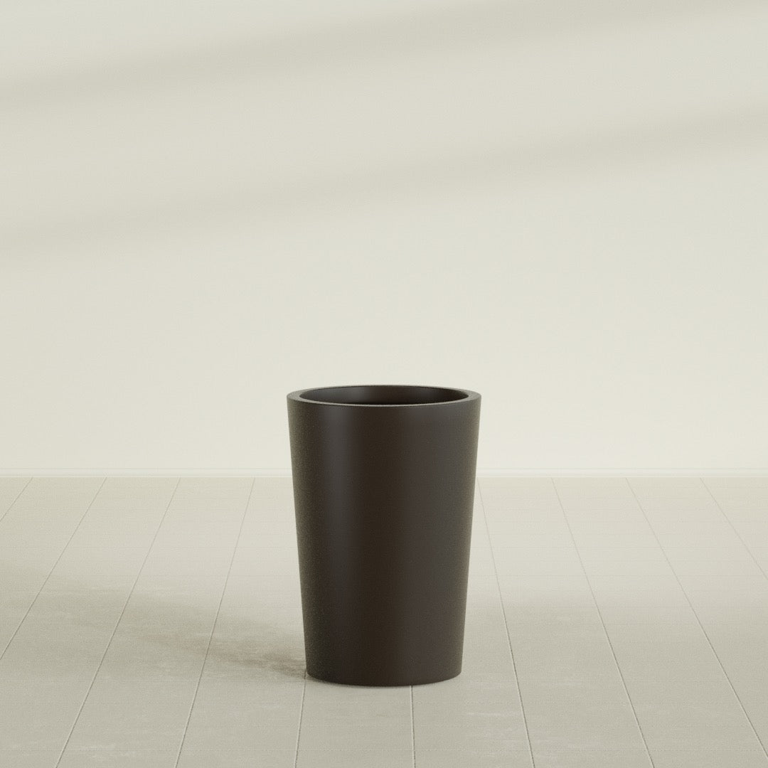 Tegel Medium Round Fiberglass Planter - 18 in x 18 in x 26 in - Matte Brown - Matte Brown,18 in x 18 in x 26 in